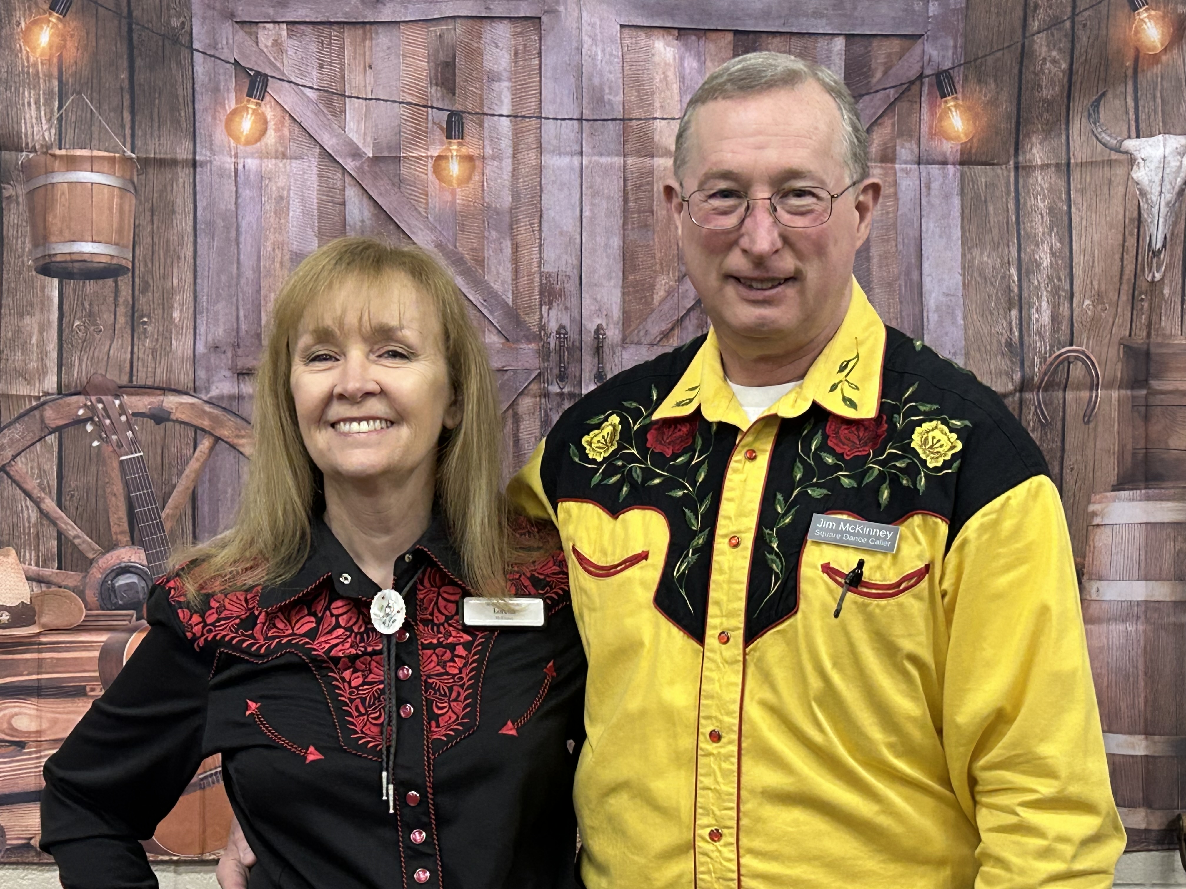 Loretta and Jim in western shirts